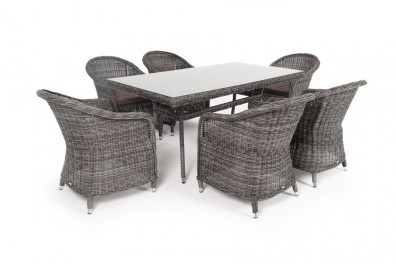 Ashley 4SIS EC6T-7-SET-graphite. Эспрессо обеденная группа плетеная Ashley 4SIS.
