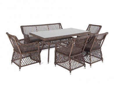Ashley 4SIS KATS2C4T-6-SET-brown. Катания обеденная группа плетеная на 6 персон Ashley 4SIS.