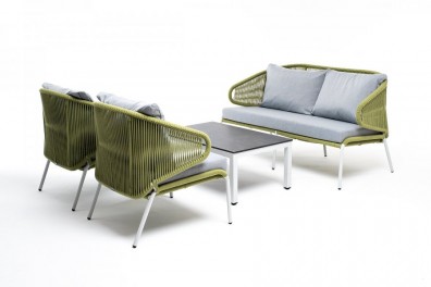 Ashley 4SIS MILS2C2TJ-4-SET-mel-green. Милан лаунж-зона 4-местная плетеная из роупа Ashley 4SIS.