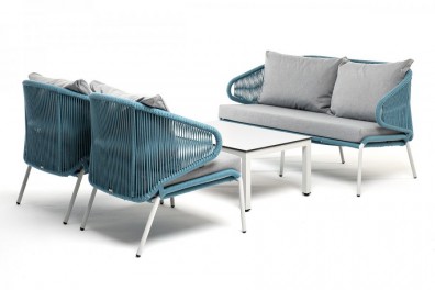 Ashley 4SIS MILS2C2TJ-4-SET-blue. Милан лаунж-зона 4-местная плетеная из роупа Ashley 4SIS.