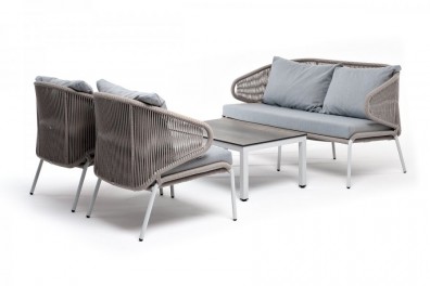 Ashley 4SIS MILS2C2TJ-4-SET-mel-grey. Милан лаунж-зона 4-местная плетеная из роупа Ashley 4SIS.