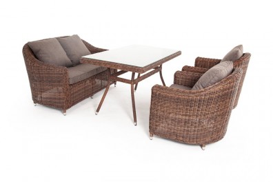 Ashley 4SIS KPS2C2T-4-SET-brown. Кон Панна обеденная группа плетеная Ashley 4SIS.