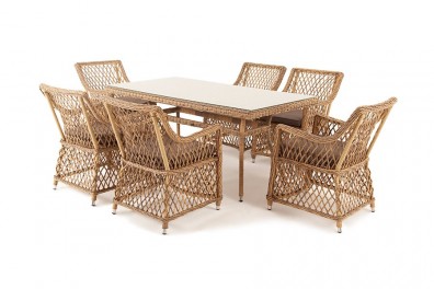 Ashley Соломенная LC6T-7-SET. Латте обеденная группа плетеная Ashley Соломенная.