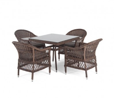 Ashley 4SIS SC4T-5-SET-brown. Сицилия обеденная группа плетеная Ashley 4SIS.
