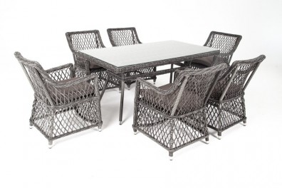 Ashley 4SIS LC6T-7-SET-graphite. Латте обеденная группа плетеная Ashley 4SIS.