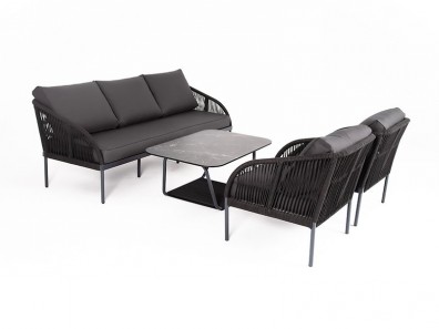 Ashley 4SIS KANS3C2T-4-SET-D-gray. Канны лаунж-зона 5-местная плетеная из роупа Ashley 4SIS.