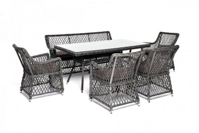 Ashley 4SIS KATS2C4T-6-SET-graphite. Катания обеденная группа плетеная на 6 персон Ashley 4SIS.