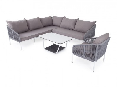 Ashley 4SIS KAN-S5C1T1-5-SET-H-gray. Канны модульная угловая лаунж-зона из роупа Ashley 4SIS.