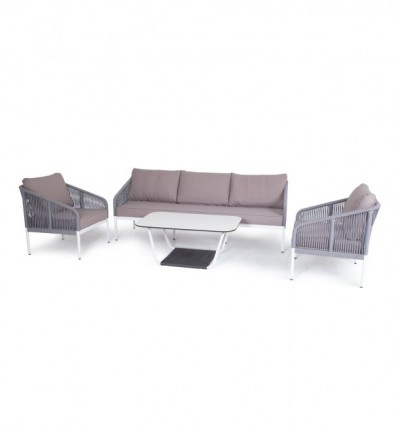 Ashley 4SIS KANS3C2T-4-SET- (gray). Канны лаунж-зона 5-местная плетеная из роупа Ashley 4SIS.