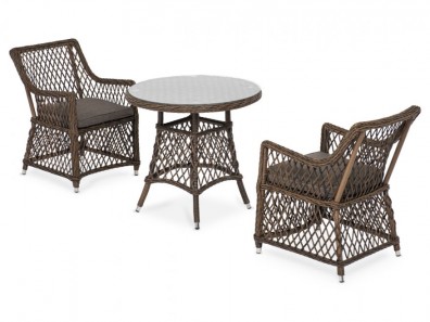 Ashley 4SIS ECL2T1-3-SET-brown. Эспрессо-80 L обеденная группа плетеная Ashley 4SIS.
