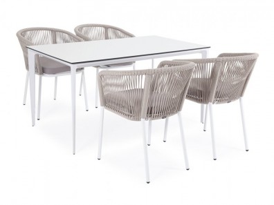Ashley 4SIS MAL-CM4T1-5-SET-beige. Малага обеденная группа на 4 персоны Ashley 4SIS.