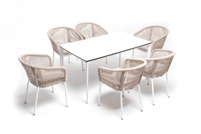 Ashley 4SIS MAL-CM6T1-7-SET-beige. Малага обеденная группа на 6 персон Ashley 4SIS.
