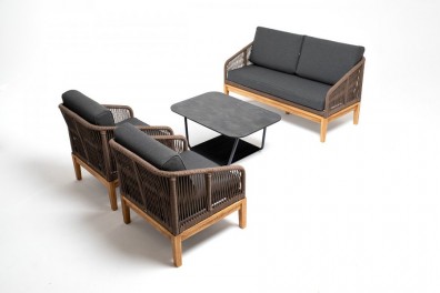 Ashley Indoor KANS2C2TJ-4-SET-gran-brown (D-gray). Канны лаунж-зона 4-местная из роупа Ashley Indoor.
