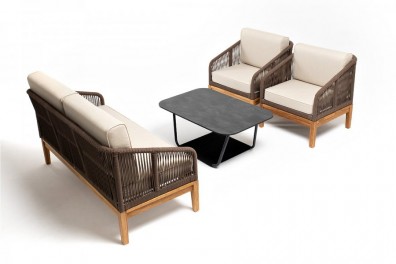Ashley Indoor KANS2C2TJ-4-RC658-SET-brown (beige). Канны лаунж-зона 4-местная из роупа Ashley Indoor.