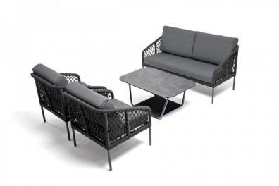 Ashley 4SIS KANS2C2TDK-4-SET-D-gray. Канны лаунж-зона 4-местная из роупа узелкового плетения Ashley 4SIS.
