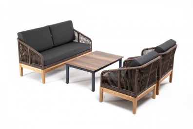 Ashley Indoor KANS2C2TJ-4-R644-SET-brown. Канны лаунж-зона 4-местная из роупа Ashley Indoor.