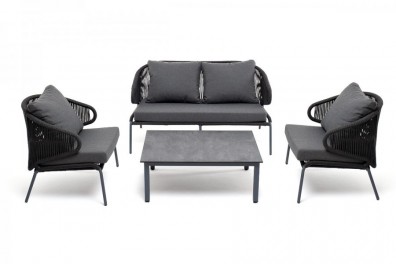 Ashley Indoor MILS2C2TJ-4-SET-D-gray. Милан лаунж-зона 4-местная плетеная из роупа Ashley Indoor.