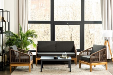 Ashley Indoor KANS2C2TJ-4-SET-gr-brown. Канны лаунж-зона 4-местная из роупа Ashley Indoor.