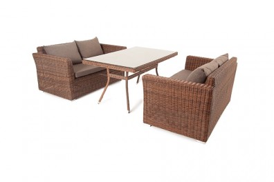 Ashley 4SIS MS22T-3-SET-brown. Мокко обеденная группа плетеная из ротанга Ashley 4SIS.